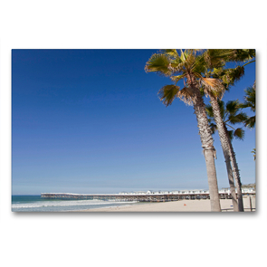 Premium Textil-Leinwand 90 x 60 cm Quer-Format San Diego – Palmen am Pacific Beach | Wandbild, HD-Bild auf Keilrahmen, Fertigbild auf hochwertigem Vlies, Leinwanddruck von Peter Schickert