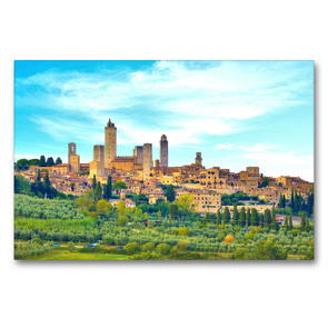 Premium Textil-Leinwand 90 x 60 cm Quer-Format San Gimignano | Wandbild, HD-Bild auf Keilrahmen, Fertigbild auf hochwertigem Vlies, Leinwanddruck von Andreas Berger