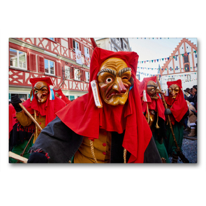 Premium Textil-Leinwand 90 x 60 cm Quer-Format Schwäbisch Alemannische Fasnet in Bad Waldsee | Wandbild, HD-Bild auf Keilrahmen, Fertigbild auf hochwertigem Vlies, Leinwanddruck von Andreas Riedmiller