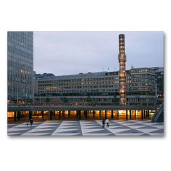Premium Textil-Leinwand 90 x 60 cm Quer-Format Sergels torg – Stockholm | Wandbild, HD-Bild auf Keilrahmen, Fertigbild auf hochwertigem Vlies, Leinwanddruck von Monika Dietsch