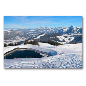 Premium Textil-Leinwand 90 x 60 cm Quer-Format Skigebiet Hartkaiser am Wilden Kaiser | Wandbild, HD-Bild auf Keilrahmen, Fertigbild auf hochwertigem Vlies, Leinwanddruck von SusaZoom