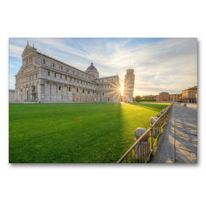 Premium Textil-Leinwand 90 x 60 cm Quer-Format Sonnenaufgang in Pisa | Wandbild, HD-Bild auf Keilrahmen, Fertigbild auf hochwertigem Vlies, Leinwanddruck von Michael Valjak