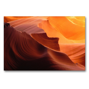 Premium Textil-Leinwand 90 x 60 cm Quer-Format Spektakuläre Licht- und Schattenspiele auf den farbenprächtigen Felswänden im Antelope Canyon in Arizona, USA | Wandbild, HD-Bild auf Keilrahmen, Fertigbild auf hochwertigem Vlies, Leinwanddruck von Markus Pitzer