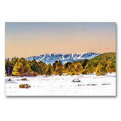 Premium Textil-Leinwand 90 x 60 cm Quer-Format Spielwiese im Schnee: Le Bolquère | Wandbild, HD-Bild auf Keilrahmen, Fertigbild auf hochwertigem Vlies, Leinwanddruck von Hilke Maunder (him)