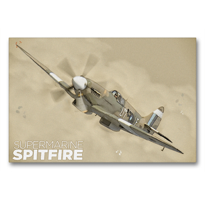 Premium Textil-Leinwand 90 x 60 cm Quer-Format Spitfire XIX | Wandbild, HD-Bild auf Keilrahmen, Fertigbild auf hochwertigem Vlies, Leinwanddruck von Nick Delhanidis