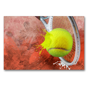 Premium Textil-Leinwand 90 x 60 cm Quer-Format SPORT trifft SPLASH – Tennis | Wandbild, HD-Bild auf Keilrahmen, Fertigbild auf hochwertigem Vlies, Leinwanddruck von Marion Krätschmer