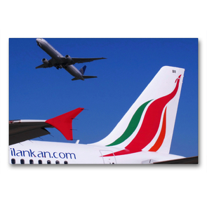 Premium Textil-Leinwand 90 x 60 cm Quer-Format Srilankan Airbus A321 in Zürich | Wandbild, HD-Bild auf Keilrahmen, Fertigbild auf hochwertigem Vlies, Leinwanddruck von N N