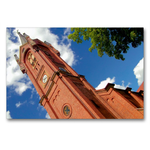 Premium Textil-Leinwand 90 x 60 cm Quer-Format Stadtkirche Feldberg (Mecklenburg) | Wandbild, HD-Bild auf Keilrahmen, Fertigbild auf hochwertigem Vlies, Leinwanddruck von Andreas Mellentin