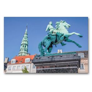 Premium Textil-Leinwand 90 x 60 cm Quer-Format Statue von Absalon auf dem Hojbro Platz | Wandbild, HD-Bild auf Keilrahmen, Fertigbild auf hochwertigem Vlies, Leinwanddruck von Christian Müringer