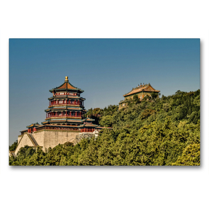 Premium Textil-Leinwand 90 x 60 cm Quer-Format Tempel der Tibetanischen Gewürze im Park des Sommerpalastes | Wandbild, HD-Bild auf Keilrahmen, Fertigbild auf hochwertigem Vlies, Leinwanddruck von reinhold möller