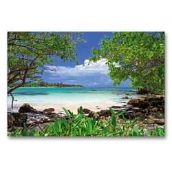Premium Textil-Leinwand 90 x 60 cm Quer-Format Türkisfarbenes Meer und saftig grüne Mangroven an der Küste von Yucatan | Wandbild, HD-Bild auf Keilrahmen, Fertigbild auf hochwertigem Vlies, Leinwanddruck von CALVENDO