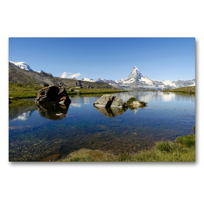 Premium Textil-Leinwand 90 x 60 cm Quer-Format Und ewig lockt das Matterhorn…. | Wandbild, HD-Bild auf Keilrahmen, Fertigbild auf hochwertigem Vlies, Leinwanddruck von Susan Michel