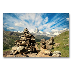 Premium Textil-Leinwand 90 x 60 cm Quer-Format Und ewig lockt das Matterhorn | Wandbild, HD-Bild auf Keilrahmen, Fertigbild auf hochwertigem Vlies, Leinwanddruck von Susan Michel