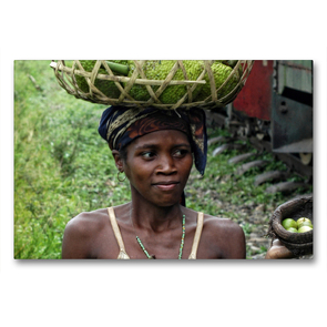 Premium Textil-Leinwand 90 x 60 cm Quer-Format Verkauf von Brotfrucht und Zitronen in Madagaskar am Bahnsteig | Wandbild, HD-Bild auf Keilrahmen, Fertigbild auf hochwertigem Vlies, Leinwanddruck von joern stegen