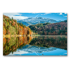 Premium Textil-Leinwand 90 x 60 cm Quer-Format Wasserspiegelung am Hechtsee | Wandbild, HD-Bild auf Keilrahmen, Fertigbild auf hochwertigem Vlies, Leinwanddruck von Sascha Ferrari