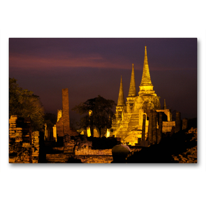 Premium Textil-Leinwand 90 x 60 cm Quer-Format Wat Phra Si Sanphet, Ayutthaya | Wandbild, HD-Bild auf Keilrahmen, Fertigbild auf hochwertigem Vlies, Leinwanddruck von Christian Heeb