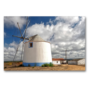 Premium Textil-Leinwand 90 x 60 cm Quer-Format Windmühle in Rogil | Wandbild, HD-Bild auf Keilrahmen, Fertigbild auf hochwertigem Vlies, Leinwanddruck von Marion Meyer @ Stimmungsbilder1