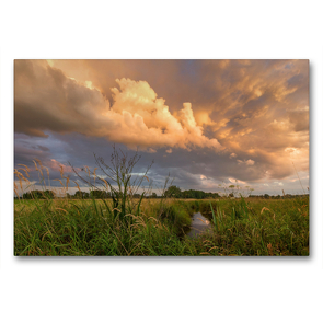 Premium Textil-Leinwand 90 x 60 cm Quer-Format Wolkenhimmel in den Wiesen | Wandbild, HD-Bild auf Keilrahmen, Fertigbild auf hochwertigem Vlies, Leinwanddruck von Michael Hömske