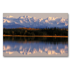 Premium Textil-Leinwand 90 x 60 cm Quer-Format Wrangell Mountains, Deadman Lake, Alaska | Wandbild, HD-Bild auf Keilrahmen, Fertigbild auf hochwertigem Vlies, Leinwanddruck von Christian Heeb