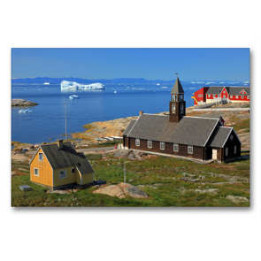 Premium Textil-Leinwand 90 x 60 cm Quer-Format Zion’s Kirche in Ilulissat | Wandbild, HD-Bild auf Keilrahmen, Fertigbild auf hochwertigem Vlies, Leinwanddruck von gro
