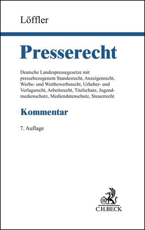 Presserecht von Achenbach,  Hans, Adam,  Marei, Altenhain,  Karsten, Berger,  Christian, Bölke,  Dorothee, Boorberg,  Wolfgang, Buck,  Holger, Burkhardt,  Emanuel H, Cornils,  Matthias, Gomille,  Christian, Grimm,  Susanne, Grund,  Ulrich, Heilmann,  Stefan, Kudlich,  Hans, Lauber-Rönsberg,  Anne, Lehr,  Matthias, Löffler,  Joachim, Löffler,  Martin, Schlüter,  Markus, Schulz,  Wolfgang, Sedelmeier,  Klaus, Steffen,  Erich, Wenzel,  Karl Egbert