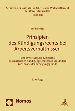 Prinzipien des Kündigungsrechts bei Arbeitsverhältnissen von Preis,  Ulrich