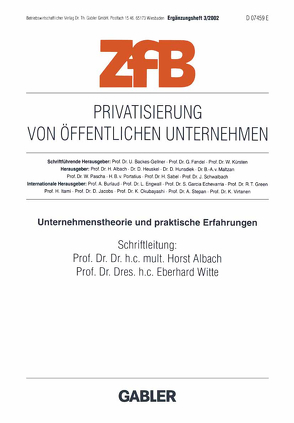Privatisierung von öffentlichen Unternehmen von Albach,  Horst, Witte,  E.