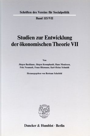 Probleme der Konjunkturtheorie im ausgehenden 19. Jahrhundert. von Schefold,  Bertram