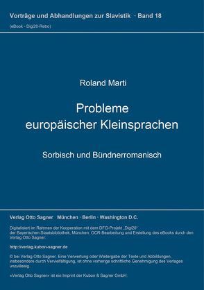Probleme europäischer Kleinsprachen von Marti,  Roland