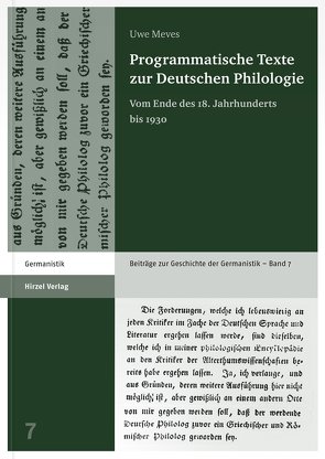 Programmatische Texte zur Deutschen Philologie von Meves,  Uwe