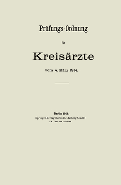 Prüfungs-Ordnung für Kreisärzte von Hirschwald,  August