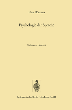 Psychologie der Sprache von Hörmann,  Hans