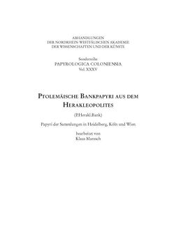 Ptolemäische Bankpapyri aus dem Herakleopolites (P.Herakl.Bank) von Haneklaus,  Birgitt, Maresch,  Klaus