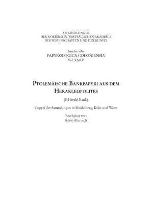Ptolemäische Bankpapyri aus dem Herakleopolites (P.Herakl.Bank) von Haneklaus,  Birgitt, Maresch,  Klaus
