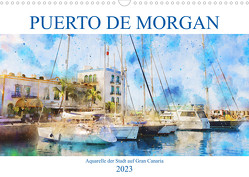Puerto de Morgan – Aquarell der Hafenstadt auf Gran Canaria (Wandkalender 2023 DIN A3 quer) von Frost,  Anja