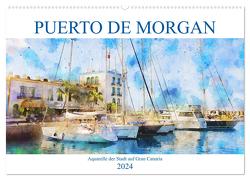 Puerto de Morgan – Aquarell der Hafenstadt auf Gran Canaria (Wandkalender 2024 DIN A2 quer), CALVENDO Monatskalender von Frost,  Anja