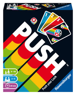 Ravensburger 26828 – Push, Unterhaltsames Kartenspiel für die ganze Familie, Risiko ab 8 Jahren, Ablegespiel für 2-6 Spieler von Prospero Hall