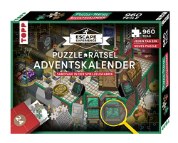 Puzzle-Rätsel-Adventskalender – Sabotage in der Spielzeugfabrik. 24 Puzzles mit insgesamt 960 Teilen von Knoblich,  Max, Pieper,  Hans