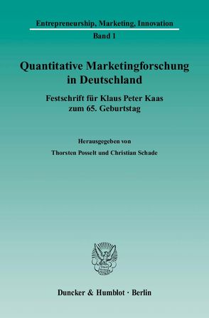 Quantitative Marketingforschung in Deutschland. von Posselt,  Thorsten, Schade,  Christian