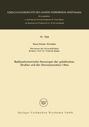 Radioastronomische Messungen der galaktischen Struktur und der Sternassoziation I Mon von Girnstein,  Hans-Günter