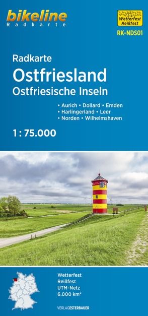 Radkarte Ostfriesland Ostfriesische Inseln von Esterbauer Verlag