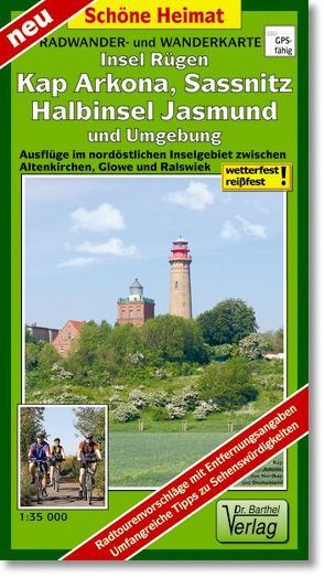 Radwander- und Wanderkarte Insel Rügen, Kap Arkona, Sassnitz, Halbinsel Jasmund und Umgebung