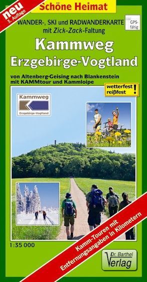 Wander-, Ski- und Radwanderkarte Kammweg Erzgebirge-Vogtland