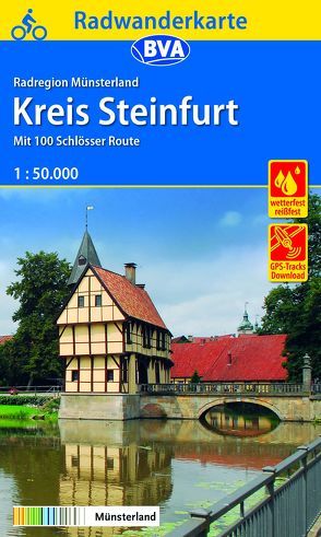 Radwanderkarte BVA Radregion Münsterland Kreis Steinfurt mit 100 Schlösser Route 1:50.000, reiß- und wetterfest, GPS-Tracks Download