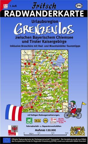 Radwanderkarte Urlaubsregion Grenzenlos zwischen Bayerischem Chiemsee und Tiroler Kaisergebirge von Fritsch Landkartenverlag