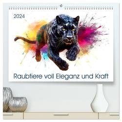 Raubtiere voll Eleganz und Kraft (hochwertiger Premium Wandkalender 2024 DIN A2 quer), Kunstdruck in Hochglanz von Waurick,  Kerstin