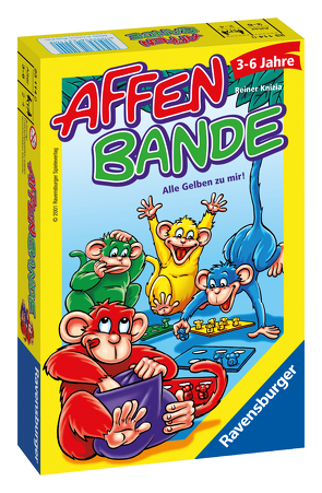 Ravensburger 23114 – Affenbande , Mitbringspiel für 2-4 Spieler, Kinderspiel ab 3-6 Jahren, kompaktes Format, Reisespiel von Knizia,  Reiner