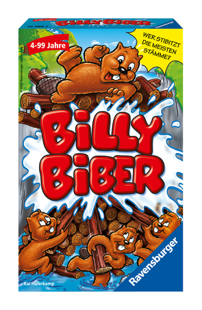 Ravensburger 23280 – Billy Biber, Mitbringspiel für 1-4 Spieler, Kinderspiel ab 4 Jahren, kompaktes Format, Reisespiel von Haferkamp,  Kai