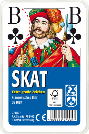 Ravensburger 27005- Skat, Französisches Bild mit großen Eckzeichen, 32 Karten in Klarsicht-Box