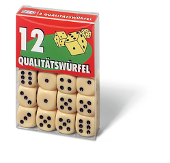 Ravensburger 27097 – 12 Würfel in Klarsichtbox, Spielzubehör, für die ganze Familie, Qualität
